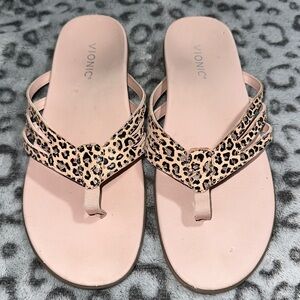 Pink Vionic Animal Print Sandals- 8M